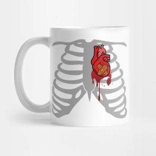 Halloween Costume Ribcage Bleeding Heart Funny Spooky Scary Skeleton Gift Mug